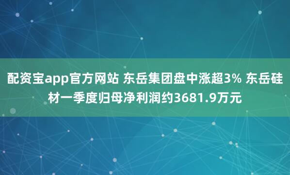 配资宝app官方网站 东岳集团盘中涨超3% 东岳硅材一季度归母净利润约3681.9万元